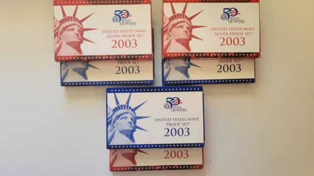 2003 S US Mint Silver Proof Set and Regular Mint Proof Set Lot Original 10 Coin