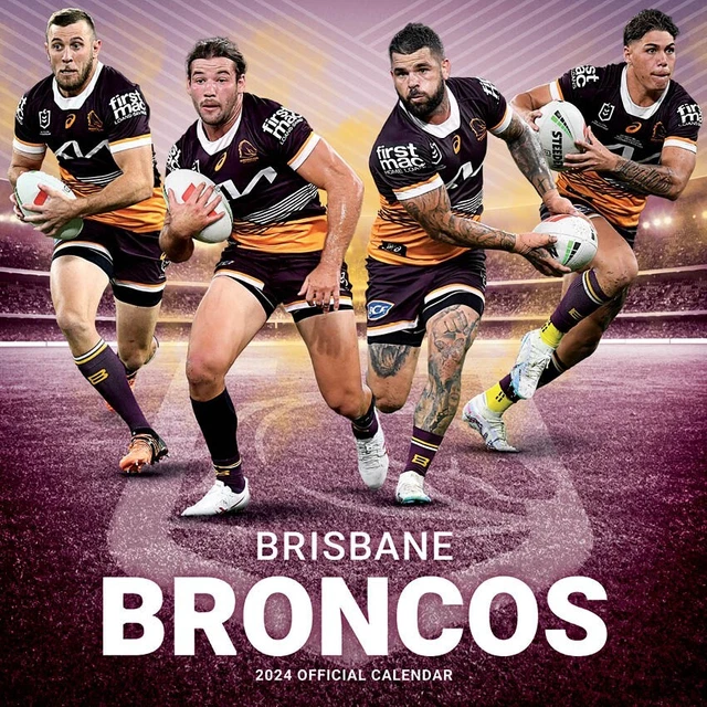 2024 CALENDAR NRL Official Wall Square Calendar Brisbane Broncos 16.