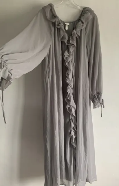 Bnwt Hm Grey Long Sleeves Flare Maxi Long Dress With Frills  Size : Medium