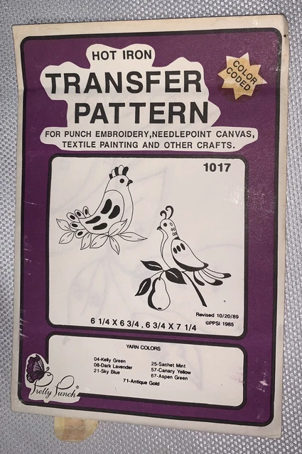 C5 89 Bonito Punzón Bordado Hierro Codificado Patrón De Transferencia 1017 Perdiz De Pájaro