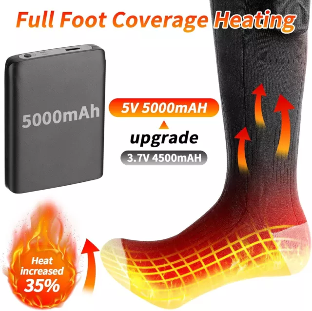 Electric Heated Socks Foot Winter Warmer Rechargeable Battery Power Women & Men 3