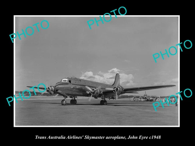 Old Large Historic Photo Of Taa Trans Australia Airlines Plane John Eyre 1948