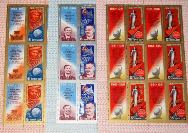 RUSSIA SOWJETUNION 1981 Klb 5056-58 MS 4925-7 Soviet Space flights Gagarin MNH 2