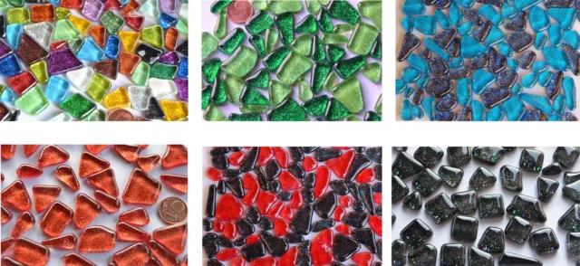 100g Soft-Glas Mosaiksteine unregelmäßig Glitzer MIT MULTI-RABATT Mosaik Glitter