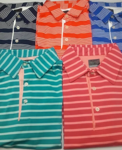 Men's Greg Norman ML75 Striped PlayDry Golf Polo Shirt S,M,L,XL,2XL