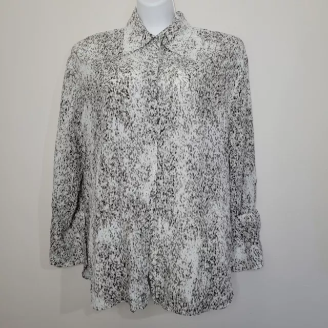 COS 100%  Silk  white grey blouse shirt top size 36 XS or S oversized relaxed fi