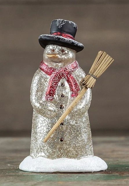 RAGON HOUSE FIGURINE "GLASS SNOWMAN w/ BROOM" 6" H 182008 * NEW * FREE SHIPPING