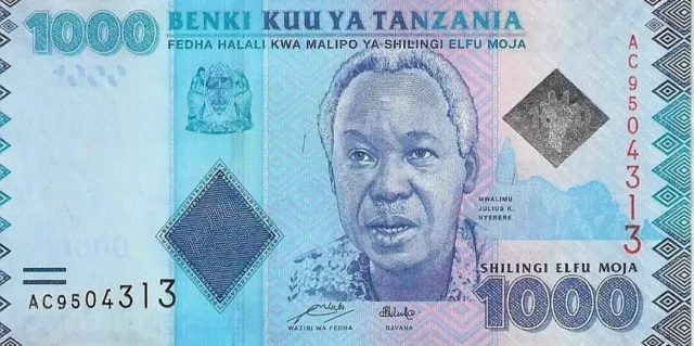 Tanzania 1000 1,000 Shillings 2010 Circulated Banknote. Tanzanian Currency Bill