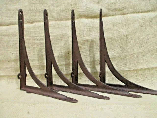4 Antique Style Shelf Brackets Braces Wall Bracket Cast Iron Corbels Plant Hook