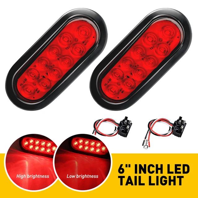 2x 6" Oval Trailer Lights 10 LED Stop Turn Tail Truck Rear Brake Light Universal