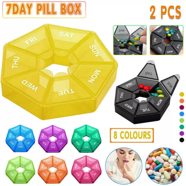 2PCS 7Day Pill Box Medicine Storage Tablet Container Case Organizer Dispenser AU