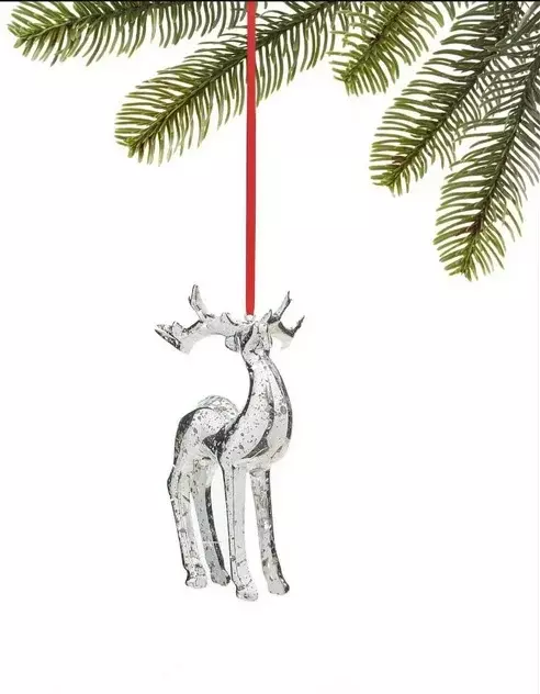 HOLIDAY LANE Cozy Christmas Silver-Tone Reindeer Christmas Ornament