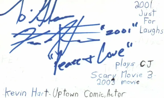Kevin Hart Actor Comedian Movie Autographed Signed Index Card JSA COA