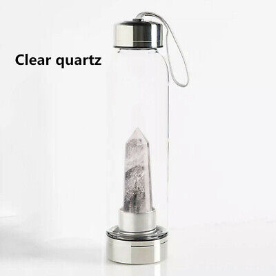 Natural Elixir Quartz Crystal obelisk Water Bottle Point reiki Healing Wand -4