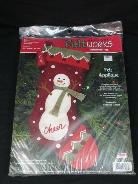 Nuevo en paquete Dimensions Feltworks 8137 Snowman Cheer Medias Kit