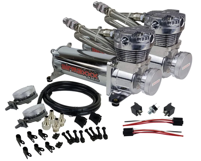 480 Chrome Air Compressors w/Air Filter Relocate Kit & 150 on 180 off Switch