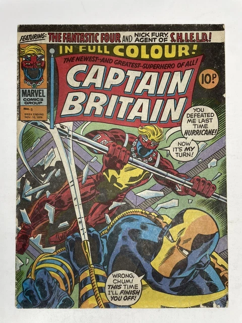 Captain Britain #5 1976 Marvel Comics Fantastic Four & Nick Fury MCU UK