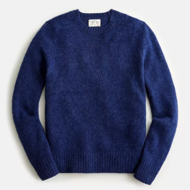 NWT J Crew 100% Wool Brushed Crewneck Sweater in Heather Indigo Blue