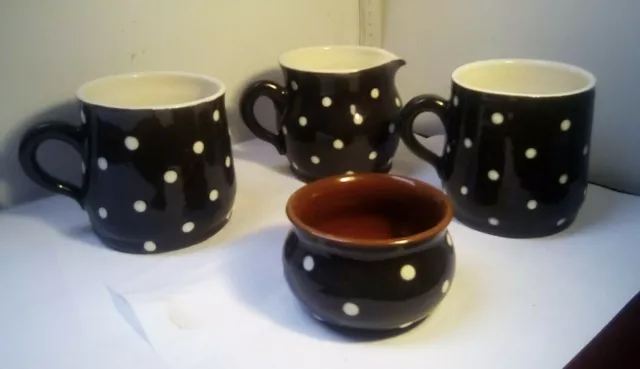 RON JACKSON TORQUAY POTTERY JUG, BOWL  &  2 MUGS spotted 2