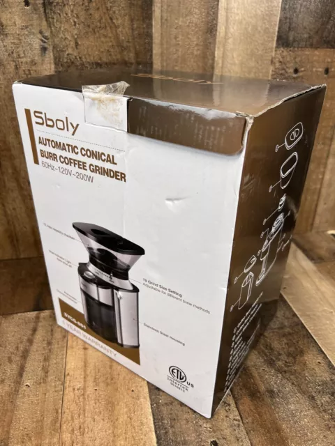 Sboly Automatic Conical Burr Coffee Grinder SYCG-801 - Silver - Open Box