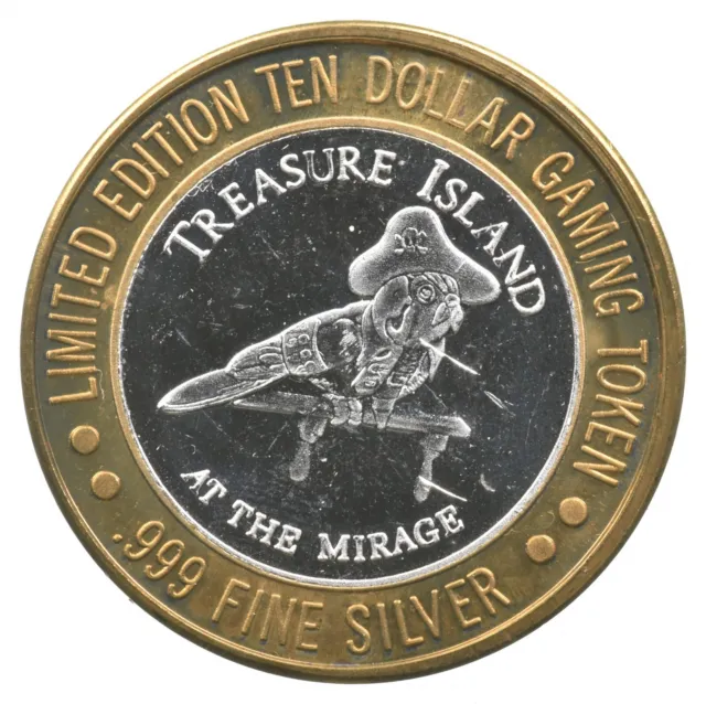 Treasure Island $10 Gaming Casino Token .999 SILVER Strike *768