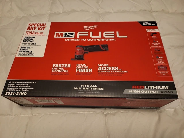 Milwaukee 2531-21HO M12 FUEL Cordless Orbital Detail Sander Kit (2.5Ah)