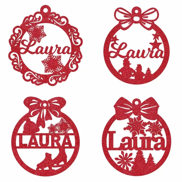 Personalised Bauble Name Memorial Xmas Tree Decoration Glitter Bauble Gift UK