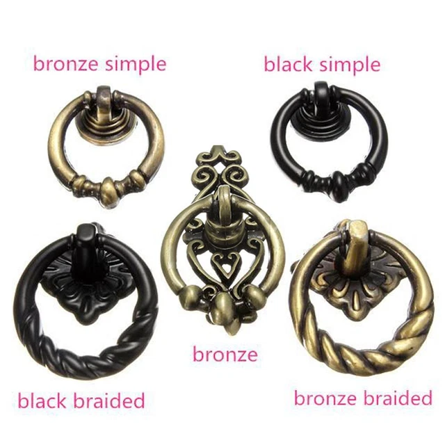 Brass Cabinet  Knobs Dresser Drawer Pulls Handle Cupboard Drop Ring Single-hole