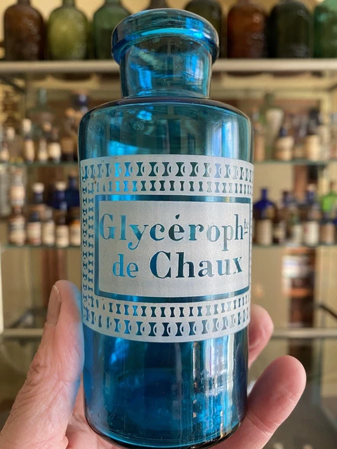 Antique Turquoise French Glass Apothecary Jar