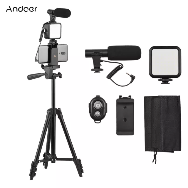 Phone Vlog Kit Light Tripod for Starter Kid Video Recording YouTube Tiktok F8T7