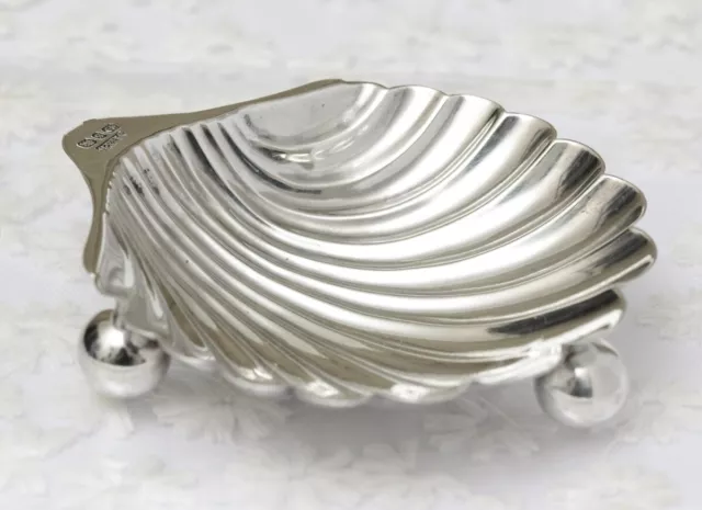 Antique Hallmarked Sterling Silver Trinket Dish Scallop Shell Victorian 1892