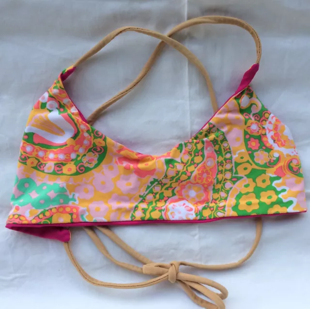 Reversible Strappy Bandeau Bikini Top. Size S. Boho Style Print. Cute!