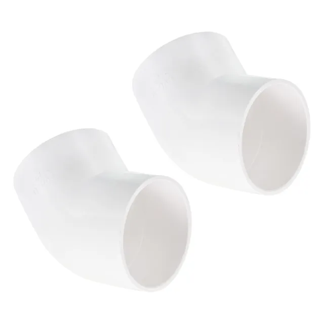 2Pcs 45 Degree Elbow Pipe Fittings 2-1/2 Inch UPVC Fitting Connectors White