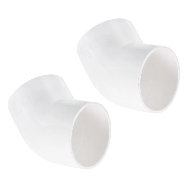 2Pcs 45 Degree Elbow Pipe Fittings 2-1/2 Inch UPVC Fitting Connectors White