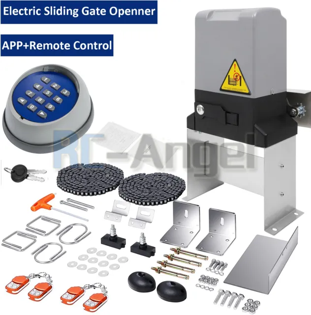 Sliding Electric Gate Opener Automatic Motor APP & Remote Kit Heavy Duty Chain