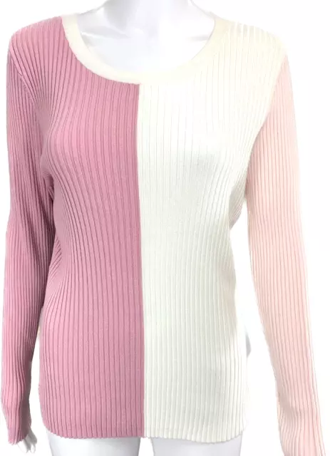 MSRP $70 Inc International Concepts Ribbed Colorblock Sweater Pink Size Large