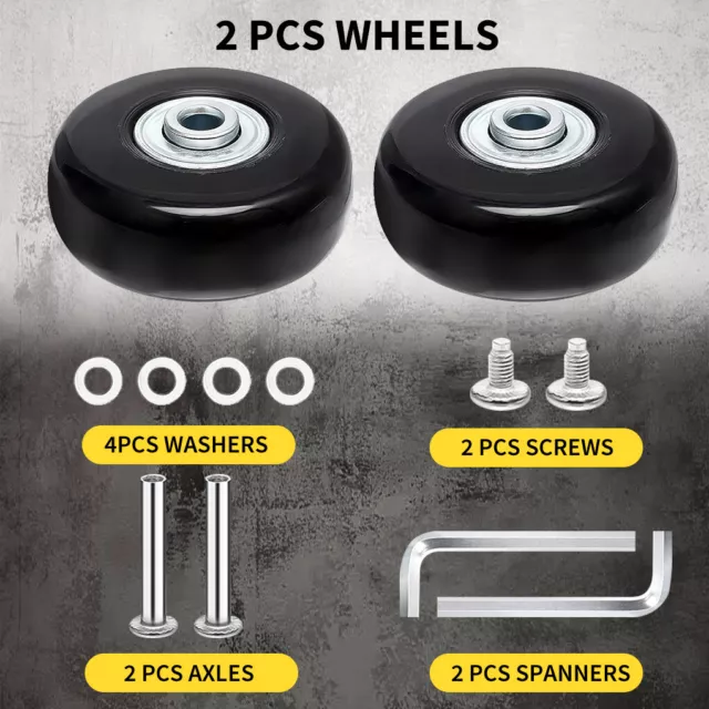 Luggage Suitcase Wheels Axles Repair Kit Replacement Travel Dia.40mm~90mm 3