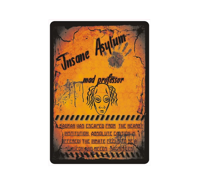 PANNEAU PANNEAU D'INDICATION indication "Insane Asylum Mad Professor