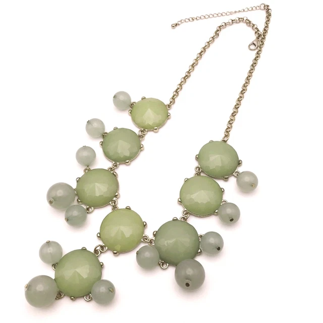 Jade Green Chunky Bubble Beaded Bib Necklace Lime Jade Green Chandelier Atomic