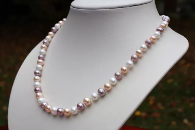 A1B Echt Süßwasser Perlen Schmuck Perlenkette Halskette Kette Collier naturlich