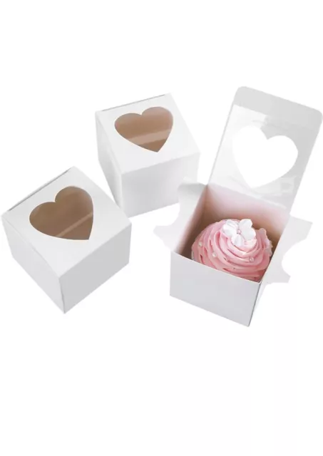 Einzelne einzelne Cupcake-Boxen mit herzförmigem Fenster für Hochzeit Valentinstag