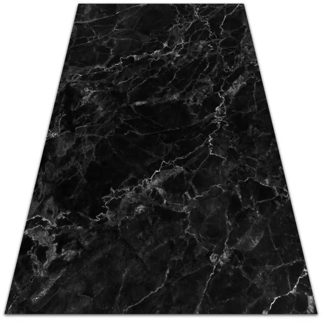 Outdoor Patio Vinyl Decorative Rug Balcony Floor Mat Black marble 150x225