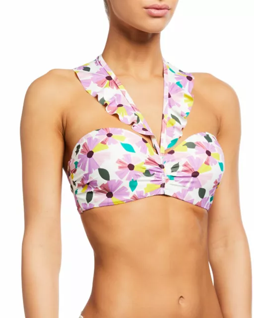 Kate Spade New York WHITE MULTI FLORAL Wallflower Bikini Swim Top, US X-Large