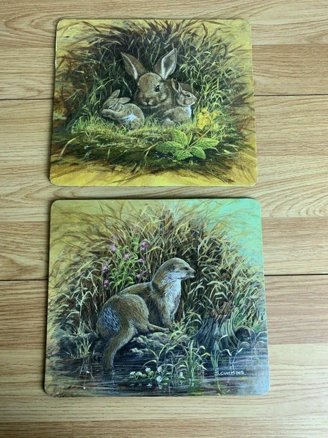2 x Manteles S Cummins nutria y conejos 8"" x 7""