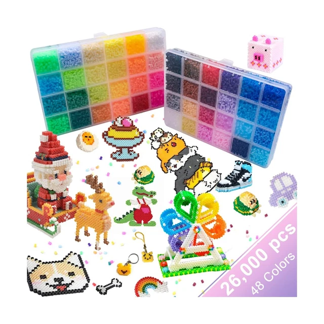 Fuse Beads Kit 26,000 Pcs 48 Colors 2.6mm Mini Fuse Beading Kit, WEYCHEN Tiny...