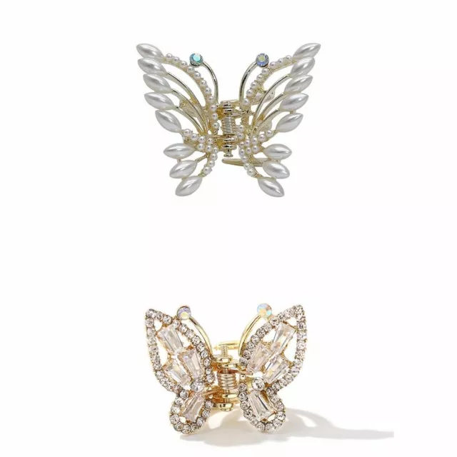 Alloy Sweet Grasping Clip Butterfly Hair Claw Hair Accessories Pearl Hair Clip