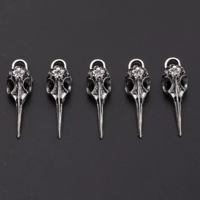 5X Vintage Silber Vogel Schädel Kopf Skelett Charm Anhänger Schmuck