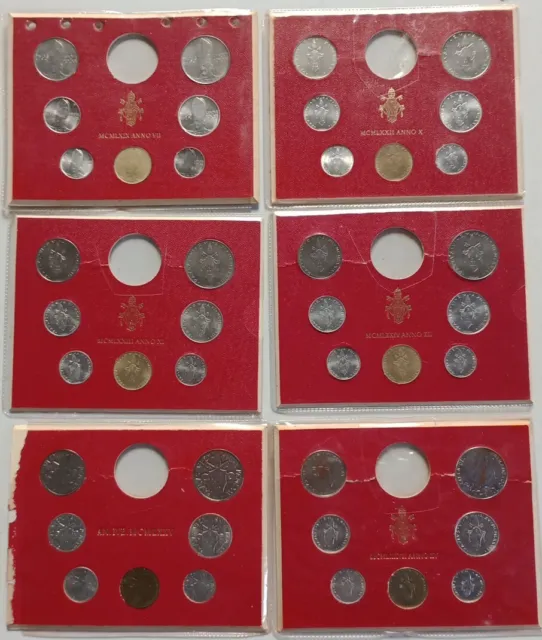 Lotto 42 Monete Fdc Vaticano Da 6 Divisionali Senza Argento Dal 1969 Al 1977
