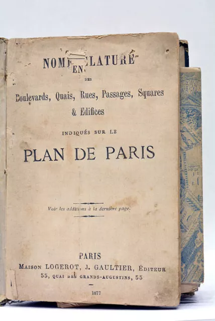 Nomenclature Sur Le Plan De Paris Plans Paris 1877