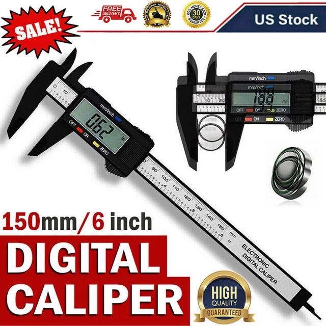 6" 150mm Carbin Fiber Electronic Digital Vernier Caliper Micrometer Guage LCD